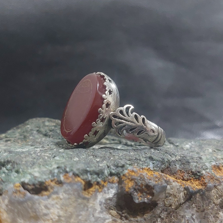 انگشتر طلاروس عقیق قرمز حرز کبیر امام جواد