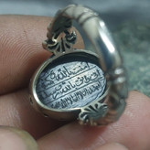 انگشتر طلاروس حدید مشکی مات اصل حکاکی هفت جلاله