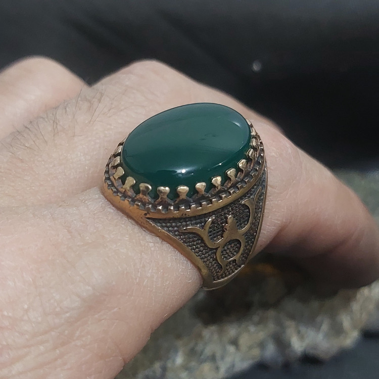 انگشتر طلاروس مردانه عقیق سبز اصل