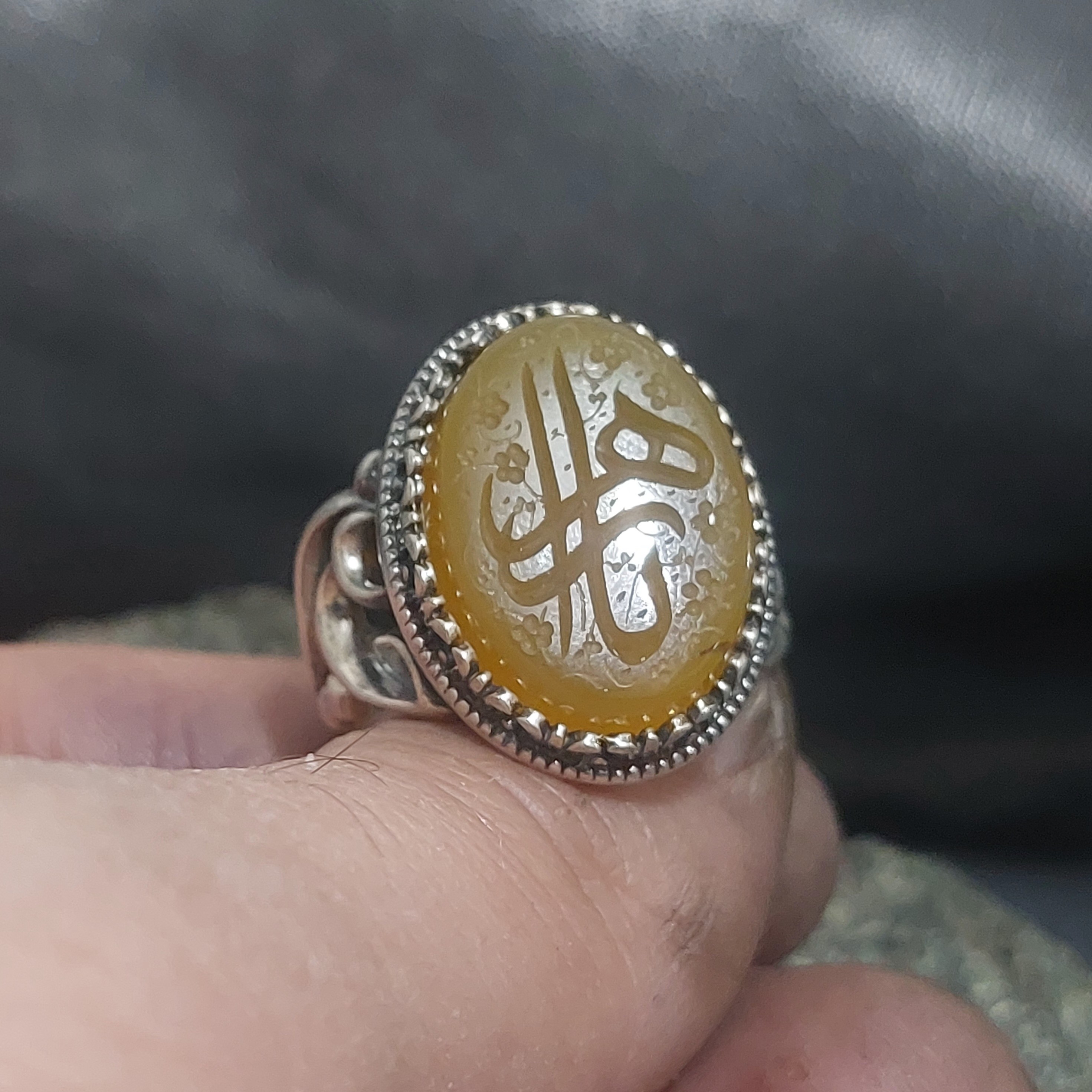 انگشتر نقره 925 عیار عقیق زرد اصل مردانه