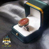 انگشتر نقره عقیق قرمز اصل حکاکی الله و آیت الکرسی