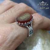 انگشتر نقره عقیق قرمز حکاکی چهارقل