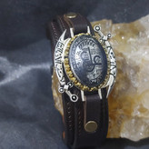 دستبند چرم حدید 4 دعا طرح شمشیر ذوالفقار
