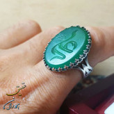 انگشتر عقیق سبز اصل با حکاکی علی علیه السلام