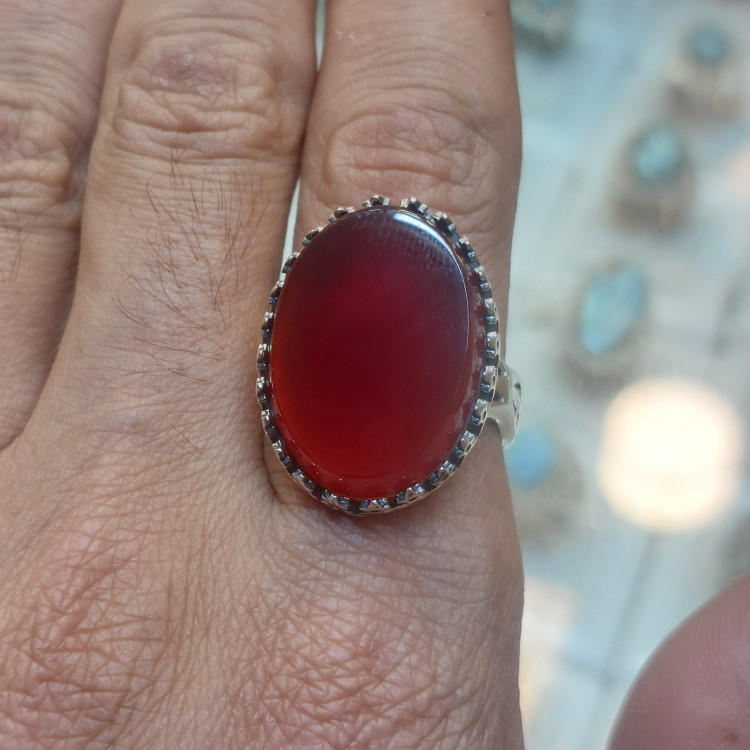 انگشتر عقیق قرمز خراسانی اصل و معدنی خوشرنگ