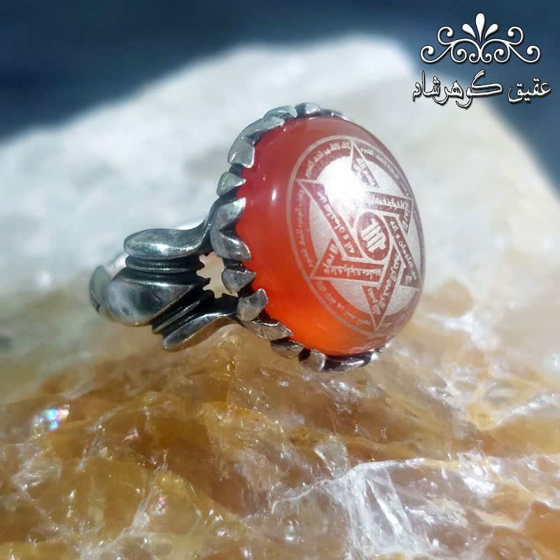 انگشتر عقیق یمنی اصل ستاره سلیمان
