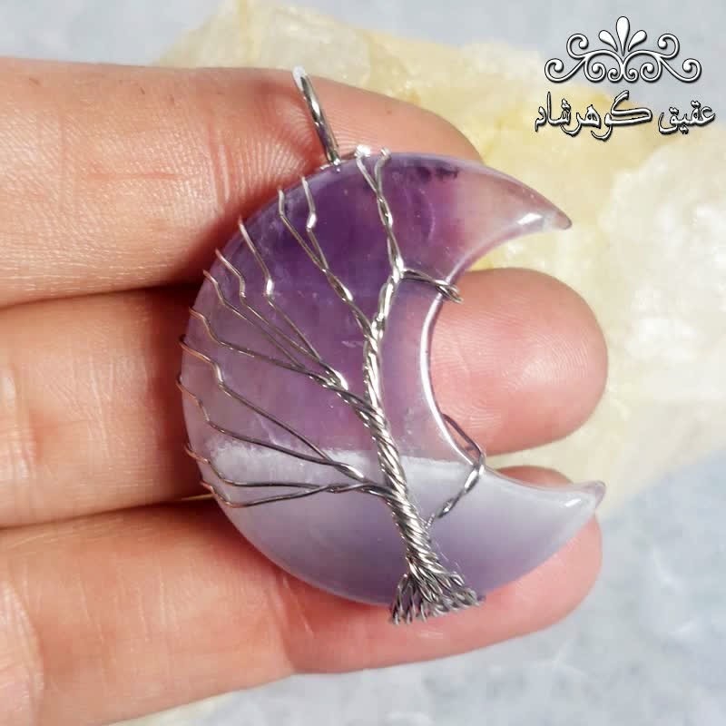 گردنبند آمتیست اصل طرح ماه بافت درخت زندگی