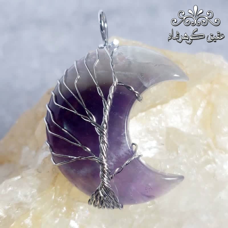 گردنبند آمتیست اصل خوشرنگ طرح درخت زندگی