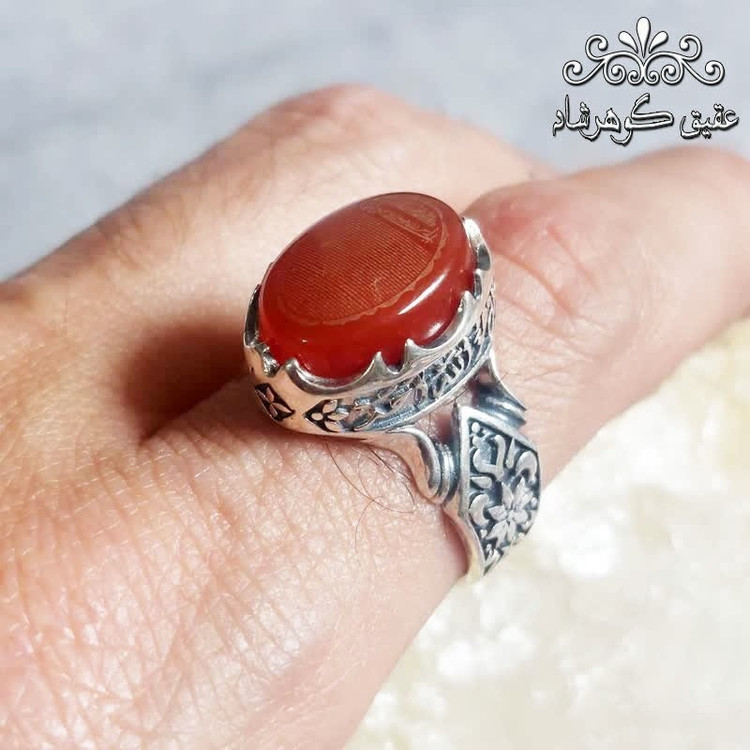 انگشتر نقره عقیق قرمز حکاکی حرز کبیر امام جواد علیه السلام