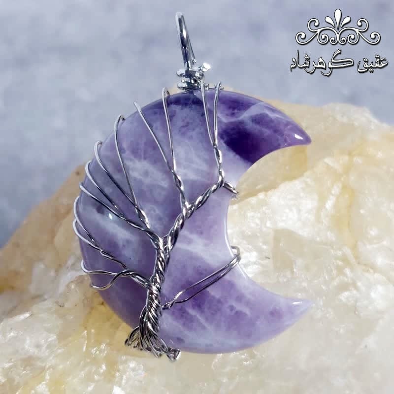 گردنبند آمتیست طرح ماه
