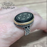 انگشتر نقره عقیق سیاه اصل حکاکی ستاره سلیمان