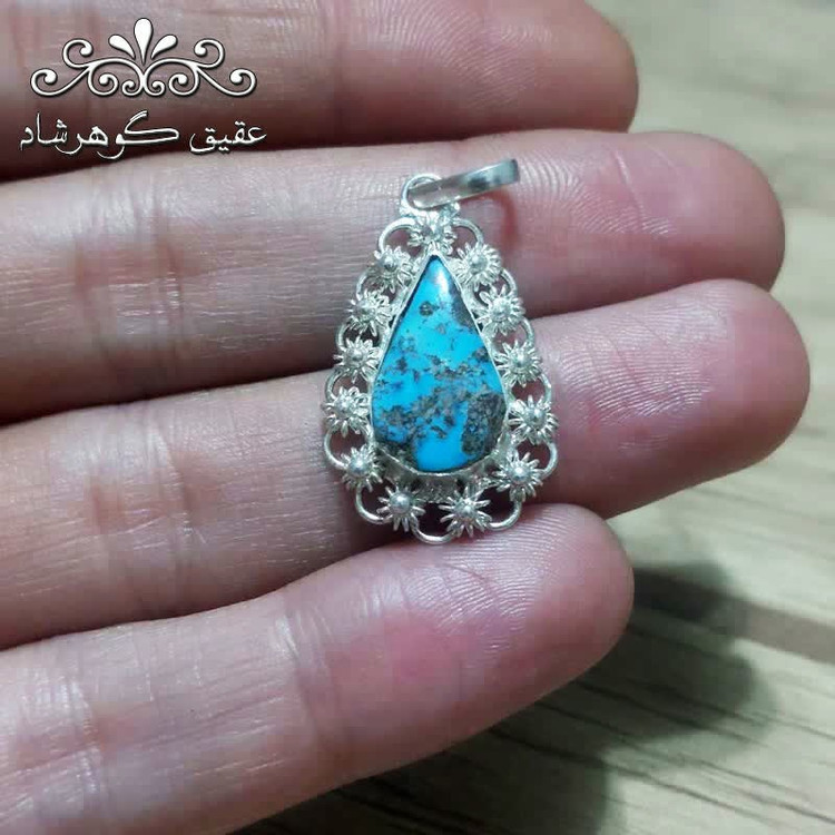 گردنبند نقره فیروزه نیشابوری اصل زنانه