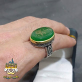 انگشتر نقره عقیق سبز اصل حکاکی عین علی مردانه