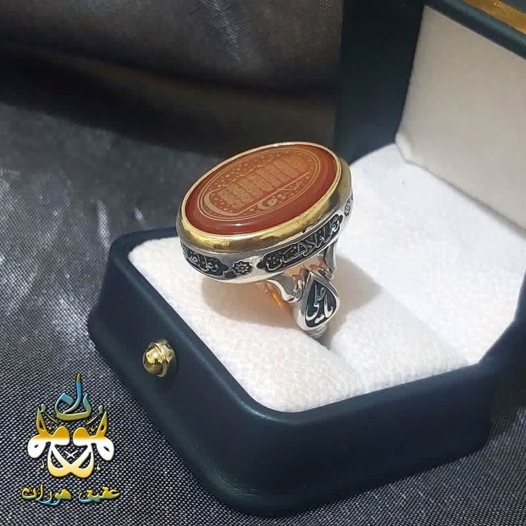 انگشتر نقره عقیق قرمز اصل چهارقل