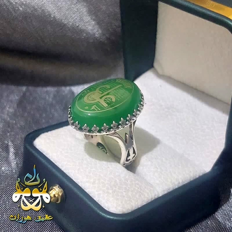 انگشتر عقیق سبز عین علی خوشرنگ