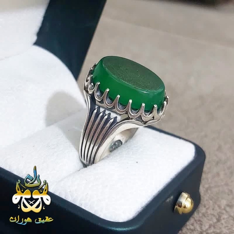 انگشتر عقیق سبز اصل حکاکی ده دعا