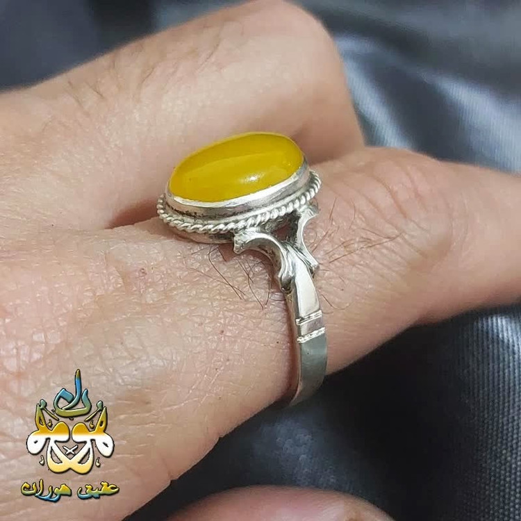 انگشتر عقیق شرف الشمس دستساز اصل همراه با حرز امام جواد