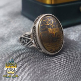 انگشتر حدید طلایی عین علی و سه جلاله و ستاره سلیمان