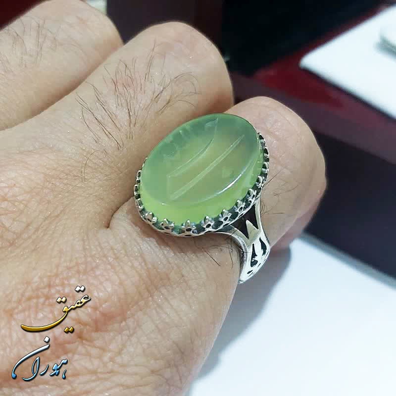 انگشتر عقیق سبز خوشرنگ حسبی الله