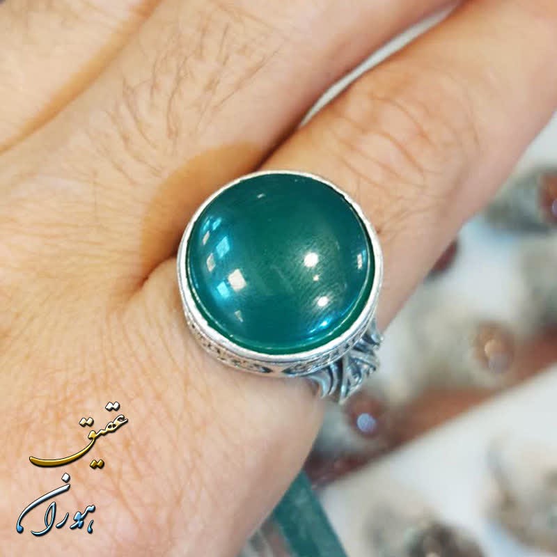 انگشتر عقیق سبز دایره