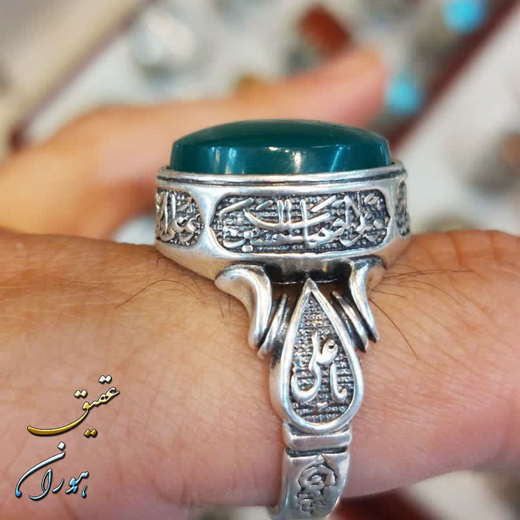 انگشتر عقیق سبز دایره