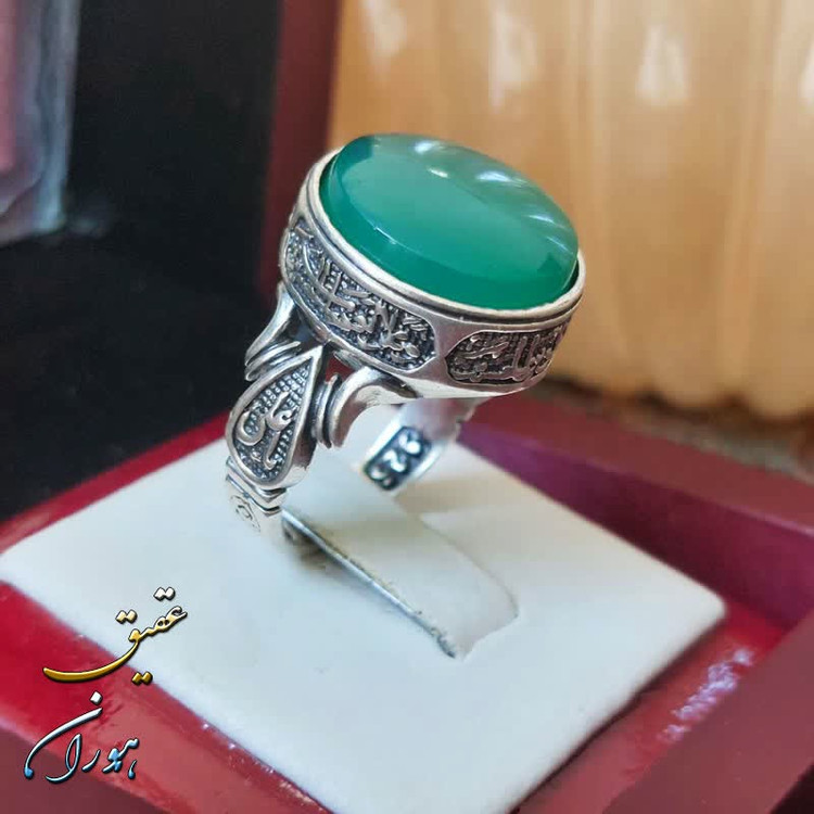 انگشتر عقیق سبز دایره