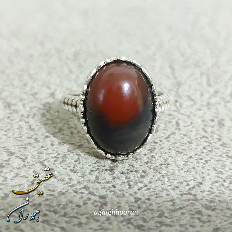 انگشتر عقیق دورنگ زنانه
