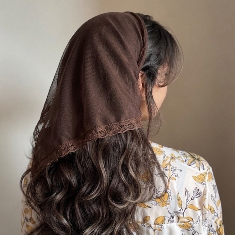تل اسکارف توری روسری مینی دومیله ای روبان دار
