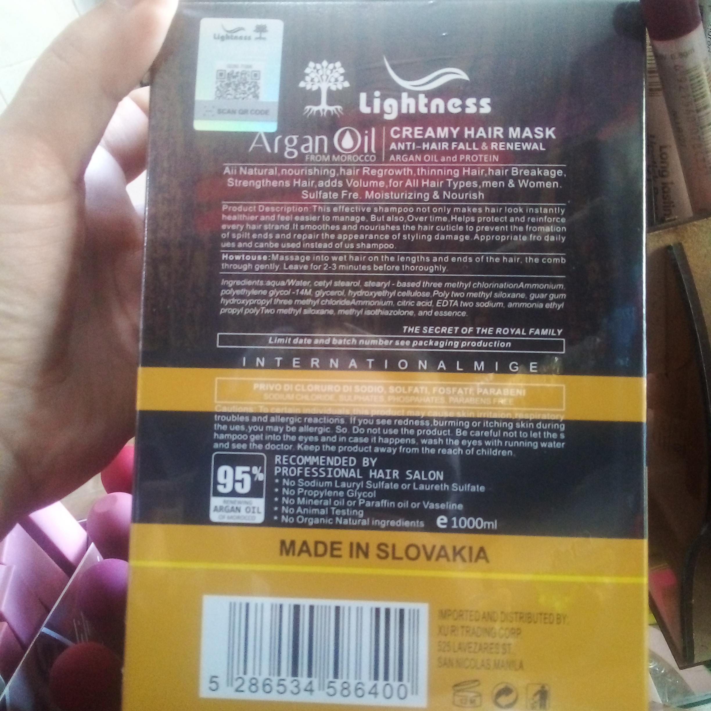 ماسک مو و شامپو روغن آرگان لایتنس اصلی بدون سولفات قیمت تکی