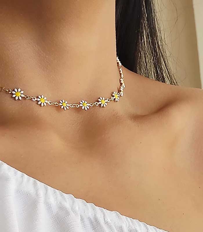 دستبند و گردنبند استیل گل بابونه