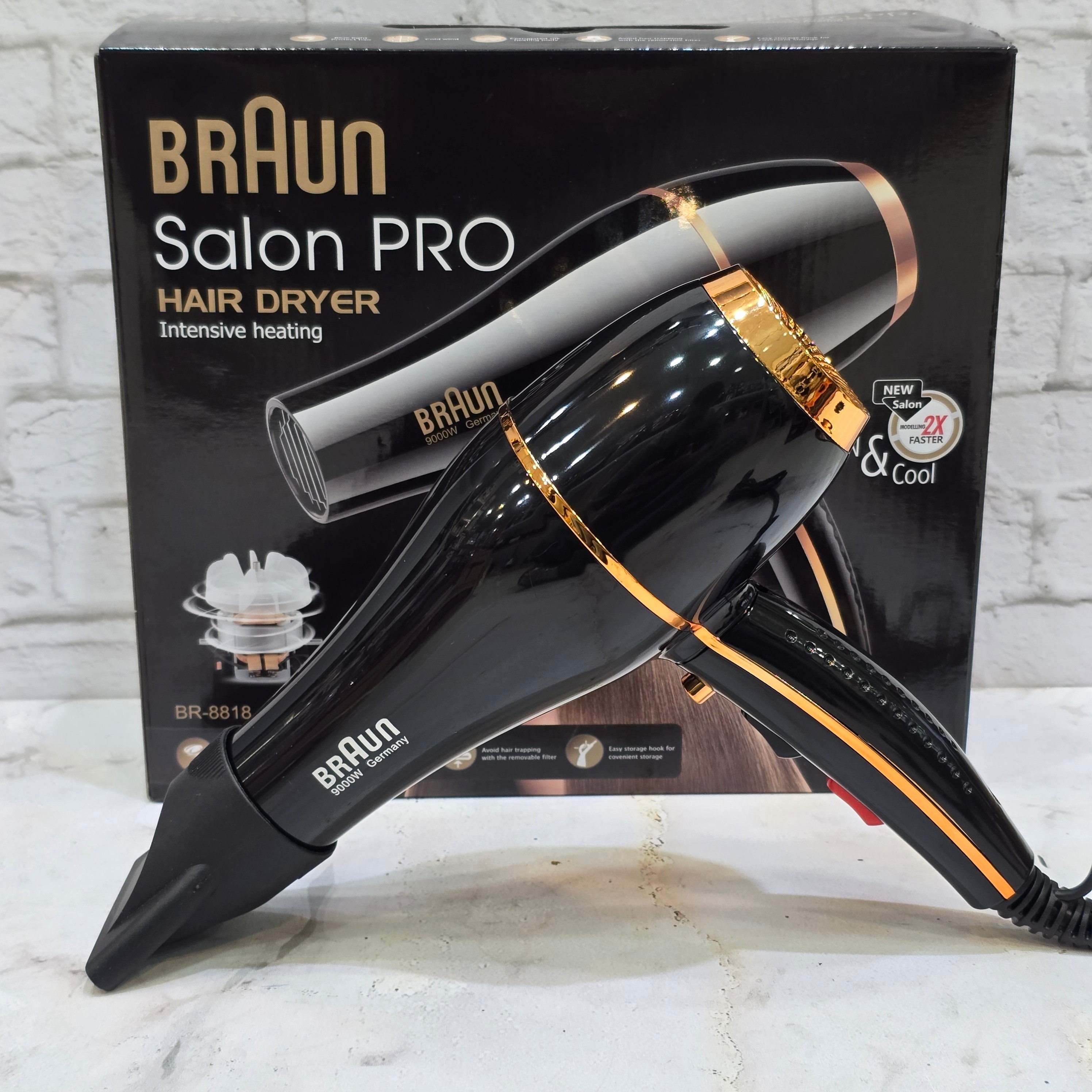 سشوار حرفه ای موتور سنگین براون مدل BR-8818 با ارسال رایگان