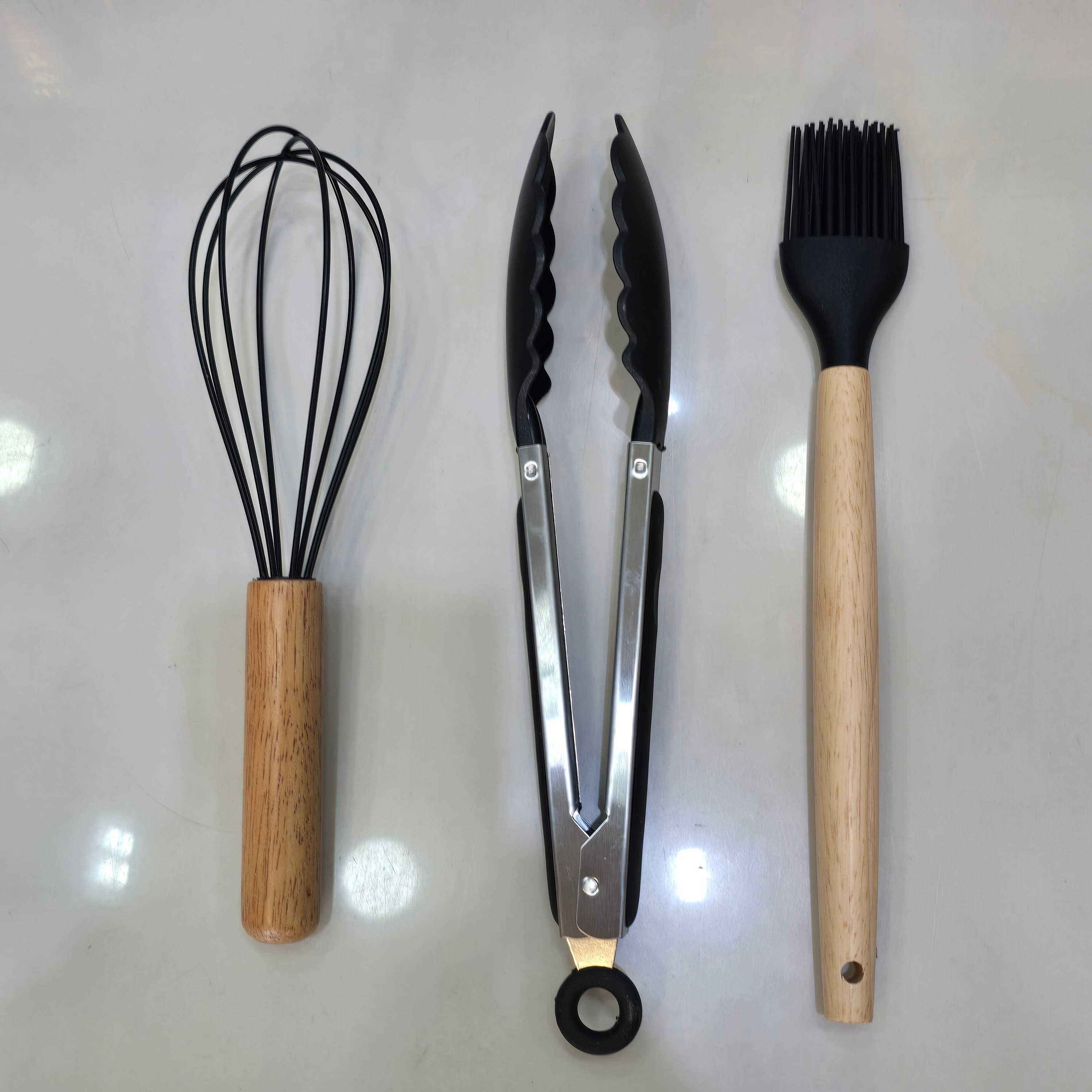 کفگیر و ملاقه 12 پارچه سیلیکونی دسته بامبو با ضمانت