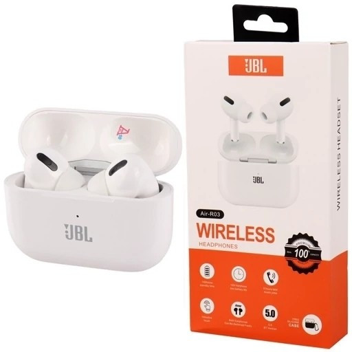 ایرپاد هندزفری بلوتوثی JBL و سامسونگ Air R03 باکیفیت *دوگوش*همراه باکیس و کابل*باتری بزرگ با گارد