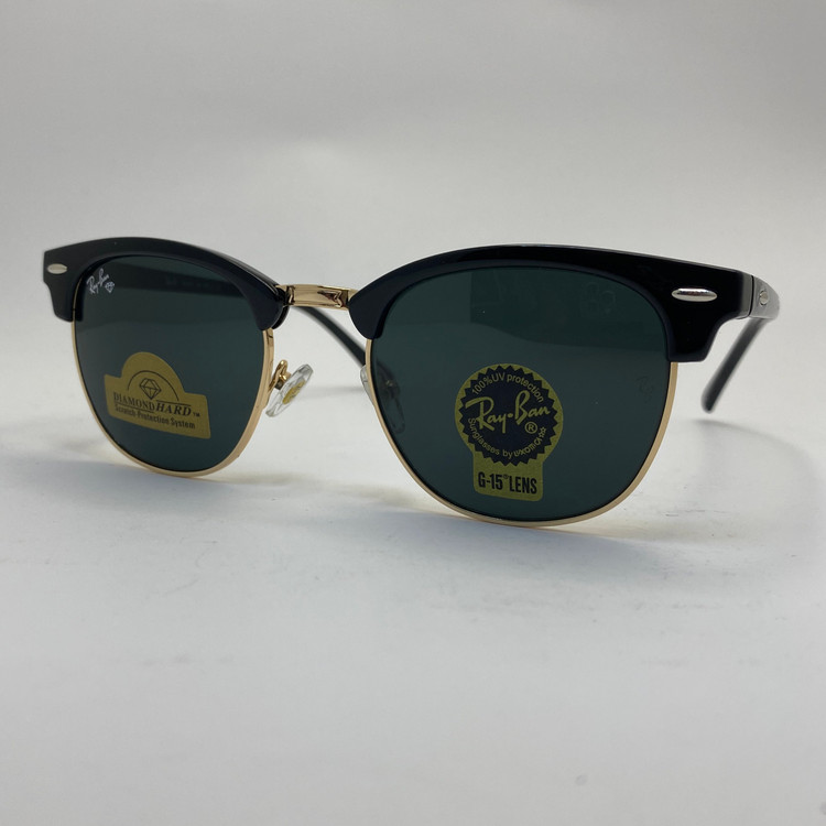 عینک ریبن rayban کلاب مستر شیشه سنگ مشکی طلایی RB 3016 با پک کامل اورجینال ریبن (جعبه،کیف،دستمال نانو،شناسنامه،کاتالوگ)