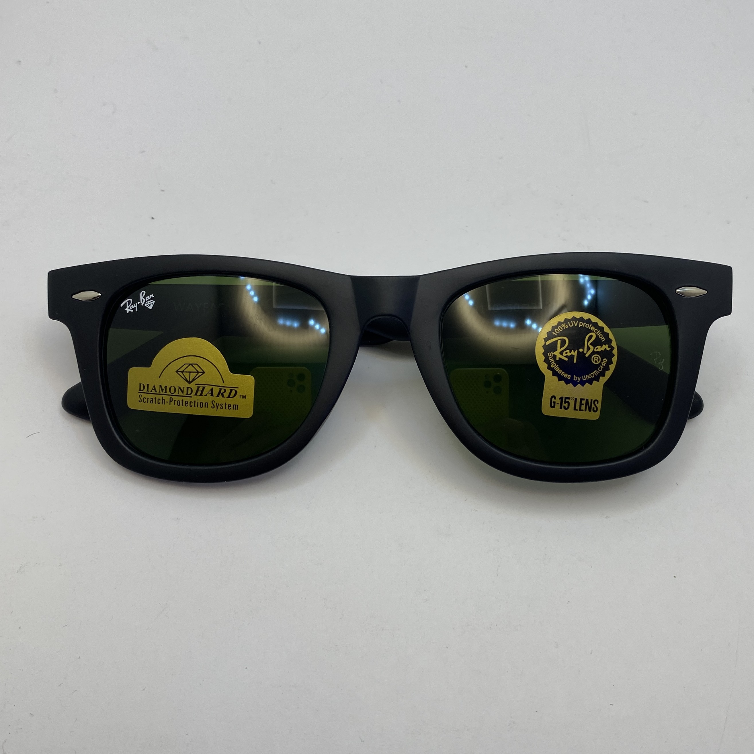 عینک ویفرر ریبن Rayban WAYFARER مشکی مات شیشه سنگ نشکن زد خش با پک کامل ریبن RB 2140