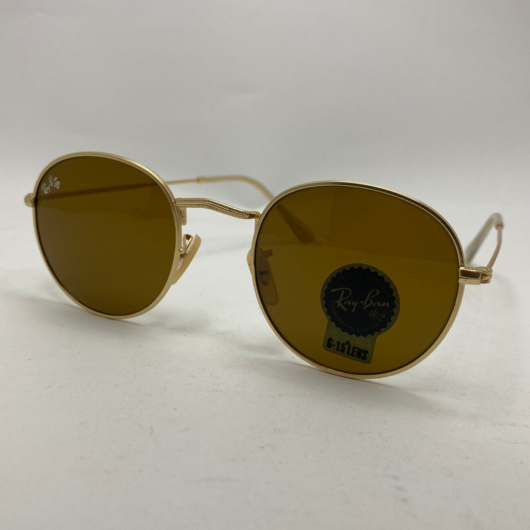 عینک آفتابی ریبن rayban گرد قهوه ای طلایی RB 3447