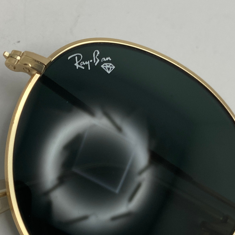 عینک آفتابی ریبن rayban گرد مشکی طلایی شیشه سنگ RB 3447