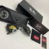 عینک آفتابی ریبن خلبانی rayban مشکی نقره ای با پک کامل ریبن