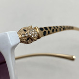 عینک آفتابی زنانه کارتیر Cartier دسته نگین کاری شده سفید عدسی مشکی