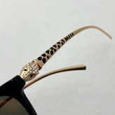 عینک آفتابی زنانه کارتیر Cartier دسته نگین کاری شده فریم مشکی عدسی آتیشی