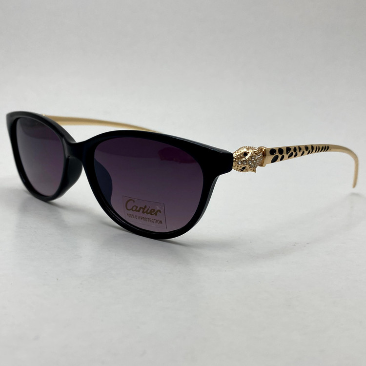 عینک آفتابی زنانه کارتیر Cartier دسته نگین کاری شده خاص و لاکچری مشکی