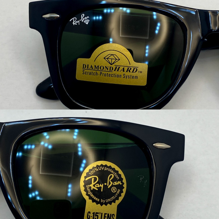 عینک آفتابی ویفرر ریبن rayban WAYFARER شیشه سنگ سبز فریم براق سایز 50 به همراه پک کامل اورجینال rb2140