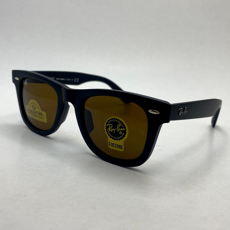 عینک آفتابی ویفرر ریبن rayban WAYFARER شیشه سنگ قهوه ای فریم مات سایز 50 به همراه پک کامل اورجینال RB2140