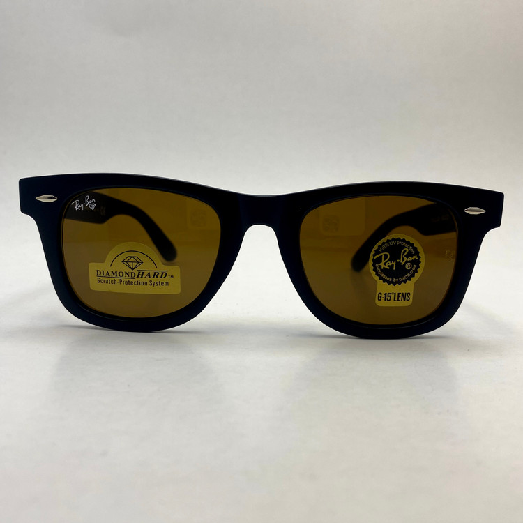 عینک آفتابی ویفرر ریبن rayban WAYFARER شیشه سنگ قهوه ای فریم مات سایز 50 به همراه پک کامل اورجینال RB2140