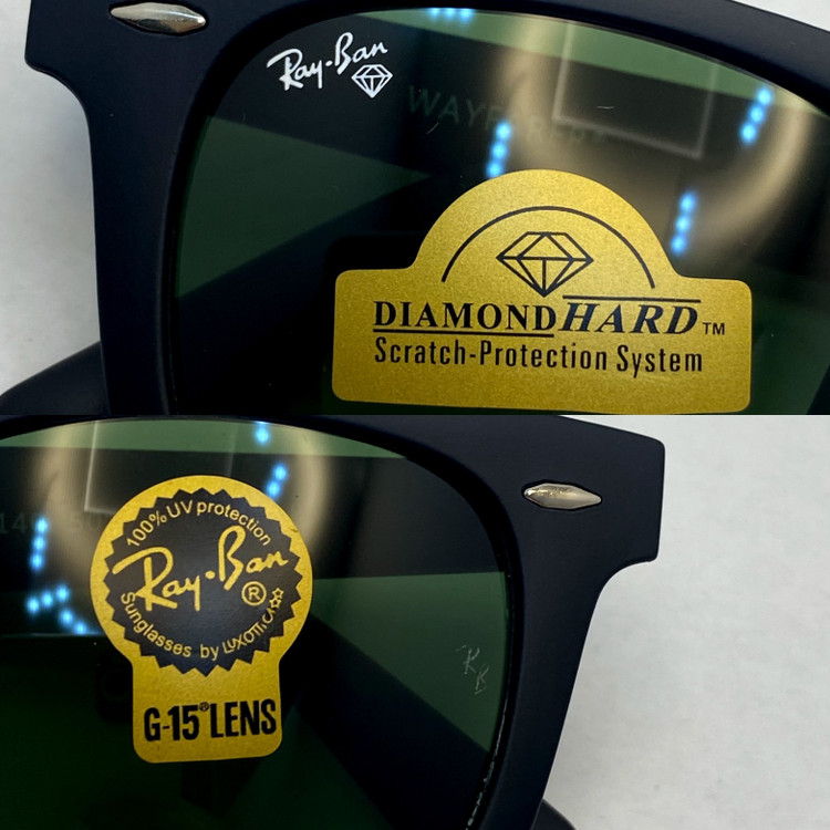 عینک آفتابی ویفرر ریبن rayban WAYFARER شیشه سنگ سبز فریم مات سایز 50 به همراه پک کامل اورجینال RB 2140