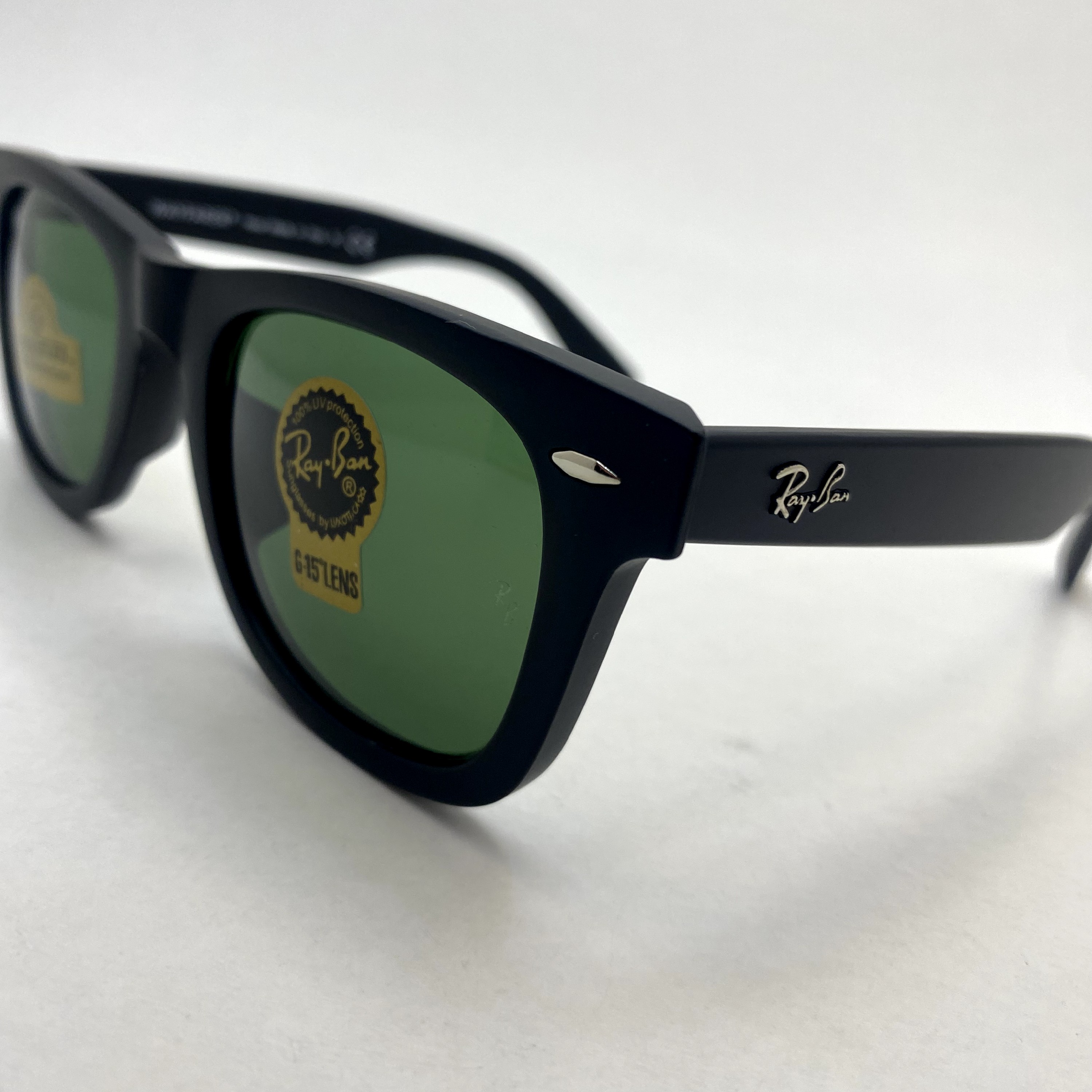 عینک آفتابی ویفرر ریبن rayban WAYFARER شیشه سنگ سبز فریم مات سایز 50 به همراه پک کامل اورجینال RB 2140