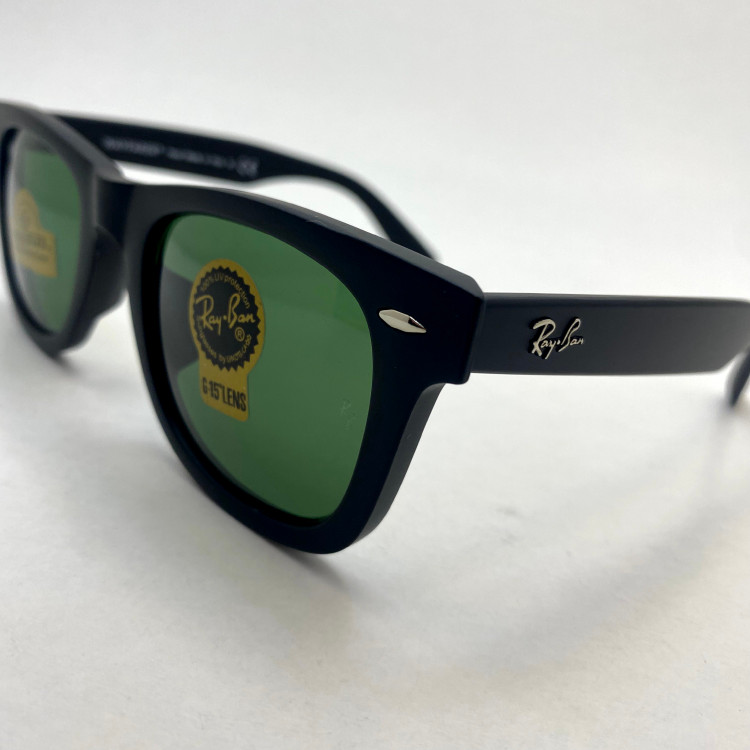 عینک آفتابی ویفرر ریبن rayban WAYFARER شیشه سنگ سبز فریم مات سایز 50 به همراه پک کامل اورجینال RB 2140
