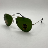 عینک آفتابی خلبانی AVIATOR ریبن rayban شیشه سنگ نقره ای سبز سایز 3026 فول پک