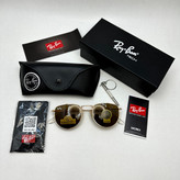 عینک آفتابی ریبن rayban شیشه سنگ قهوه ای طلایی کد rb 3958 - فول پک (ارسال رایگان)