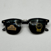 عینک آفتابی کلاب مستر ریبن rayban شیشه سنگ مشکی فریم نقره ای به همراه پک کامل RB 3016